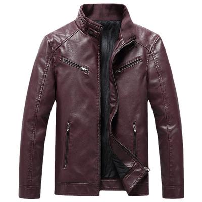 Men's Pu Leather Jacket Men's Trendy Youth Stand-up Collar Punk Men's Locomotive Leather Jacket Men