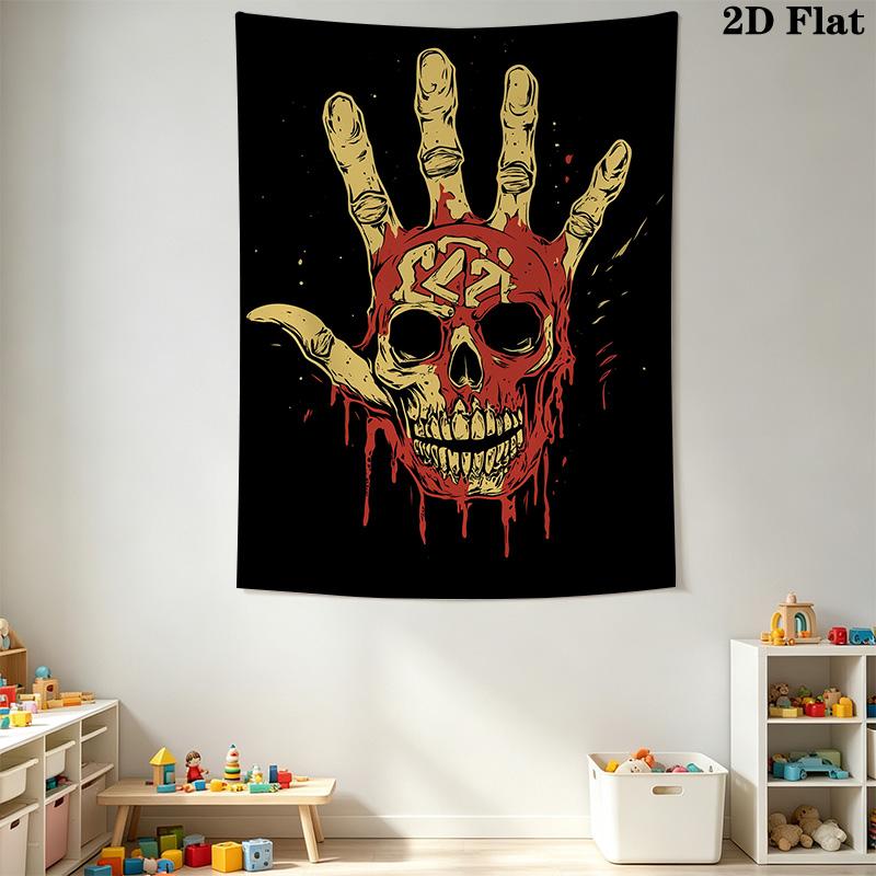 Skull with Bloody Hand Pattern Home Decor Tapestry, Wall Hanging, Decorative RV Wall Cloth.MGT0918387