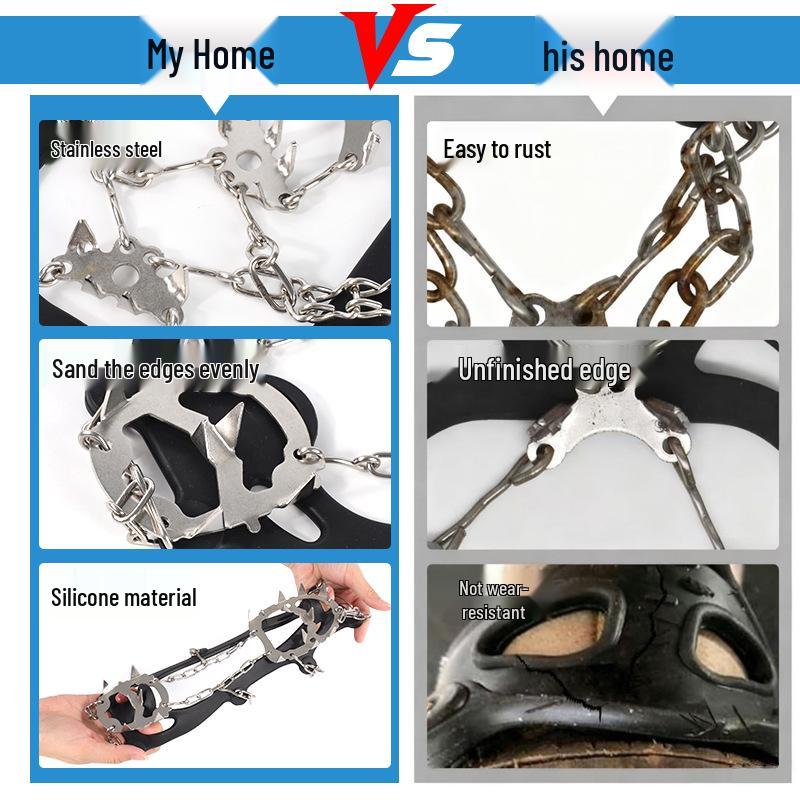 Outdoor Snow Mountain Crampons: Anti-Slip Stainless Steel, Wear-Resistant, 8/12/18/19-Tooth Options