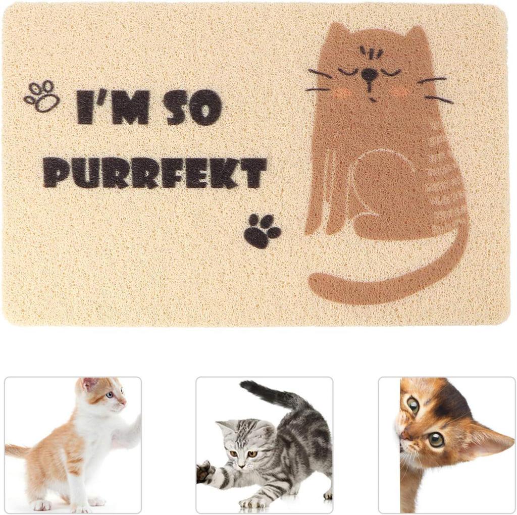 Minimalist Silk Cat Litter and Feeding Mat - Trap, Cute, Easy to Clean