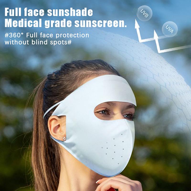 Sunscreen Mask Traceless Women Facekini Ice Silk Anti-Ultraviolet Summer Breathable Thin Cover Whole Face Uv Protection Mask