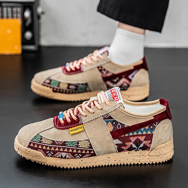 Men’s Printed Sports Shoes Casual Street Style Jogging Sneakers Students Skateboard Shoes Plus Size Height Increase