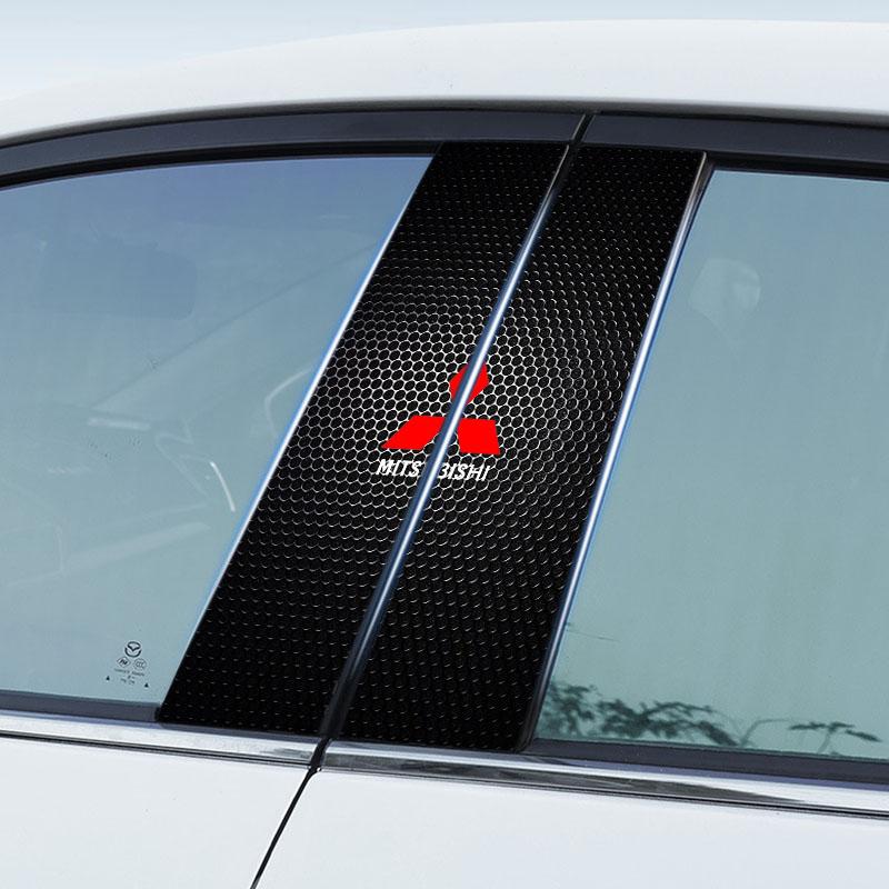 2Pcs Car Logo Center Pillar Protective Film Anti-scratch Sticker Decal For Mitsubishi Lancer Ralliart 10 3 9 EX Outlander 3 ASX L200 Accessories