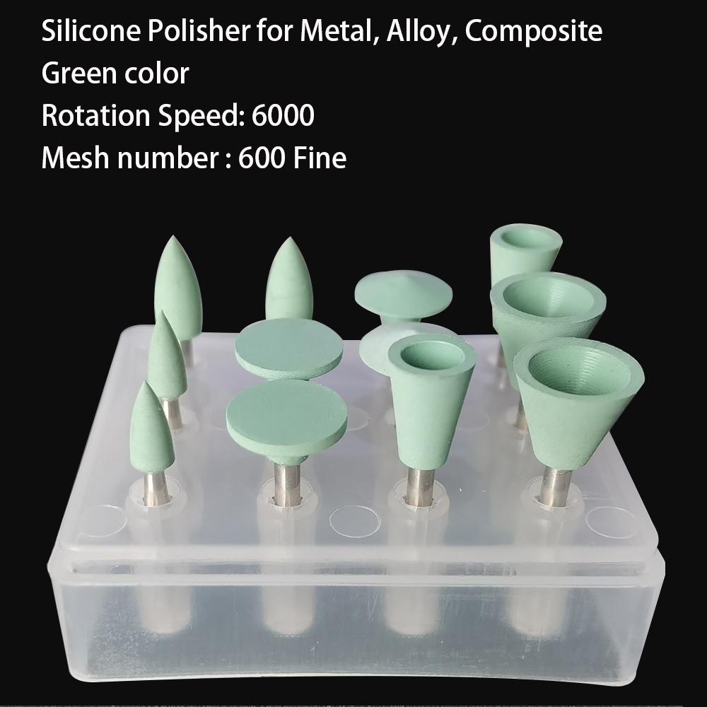 Jnsur Dental Dentistry Polishing Kit 12Pcs Silicone Grinding Heads For Low Speed Handpiece Ceramic/Composite/Metal/Alloy Teeth