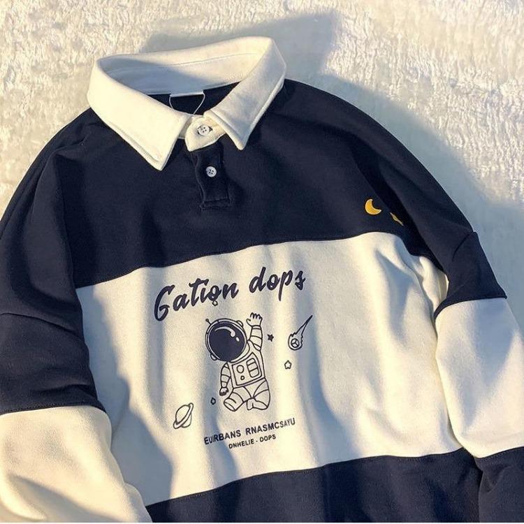 Women's Casual Oversize Pullover Hoodie Loose Polo Sweatshirt with Letter Printed