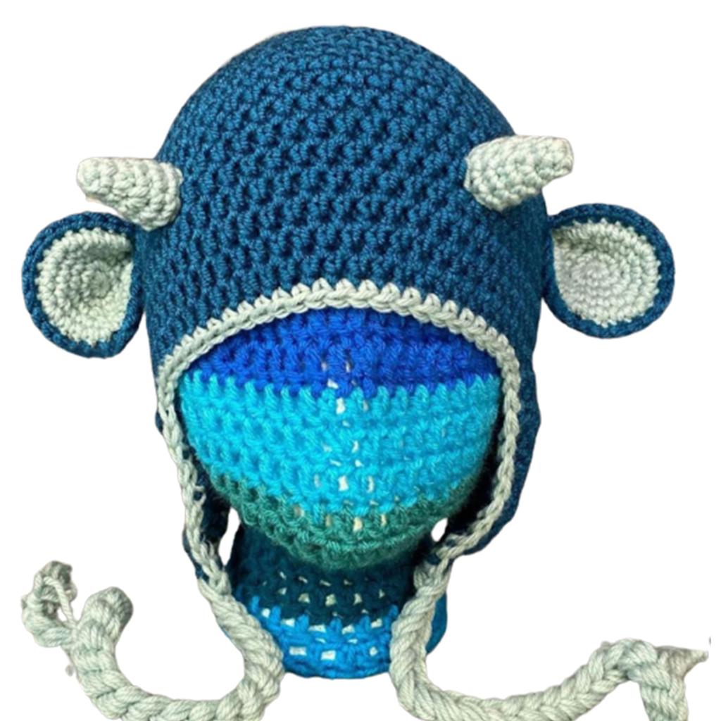 Cartoon Crochet Hat Winter Beanie Cap Long Rabbit Ear Skull Cap Cosplay Party Hat for Teens Adult Universal Headdress