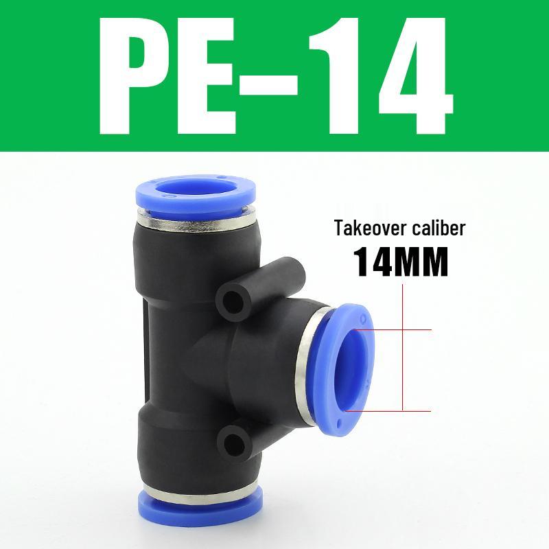 Pneumatic Quick-Connect T-Type Tee for Air Hoses, Equal Diameter, 4/6/8/10/12mm