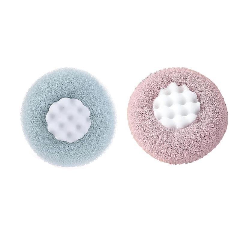 2/4 Stück Superweicher Sonnenblumen-Saugnapf-Badeball, 2-in-1 Sonnenblumen-Badeball Peeling-Badeschwamm Reinigungsbürste, Schwammnetz-Pouf Duschball