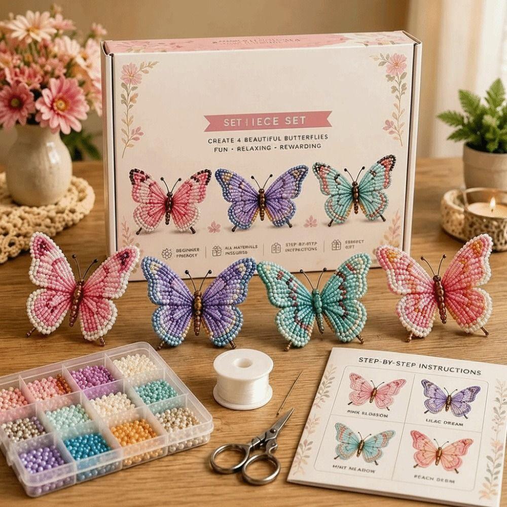 Kit per tessitura di perline dal design carino, perline minuscole, kit per arte con perline fatte a mano, set di ornamenti 3D con perline, per fare regali