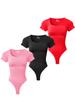 Plus Size Short Sleeve Tummy Control Slimming Bodysuit