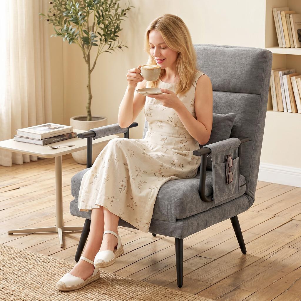 Sleeper Chair 3-in-1 Foldable Chair with Sleep Function, 186 X 60 Cm Sleeper Chair with 5-Position Adjustable Backrest