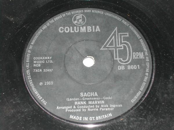 

7inch Record HANK MARVIN - Sacha DB8601 Columbia 1969 UK Pop Used