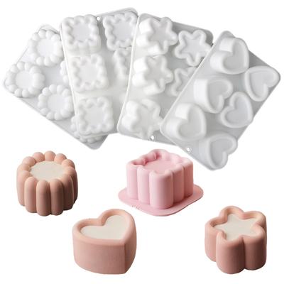 Silikon Mousse Kuchenform Quadratische Blume Einfache Verwendung Antihaftbeschichtung Schokoladen Dessert Backform zum Kuchen Dekorieren DIY Backwerkzeug