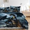 3pcs set Dragon Castle 1 Quilt Cover + 2 Pillowcases, All Seasons Bedroom Setting, Perfect for Home and Dorm Decor a200