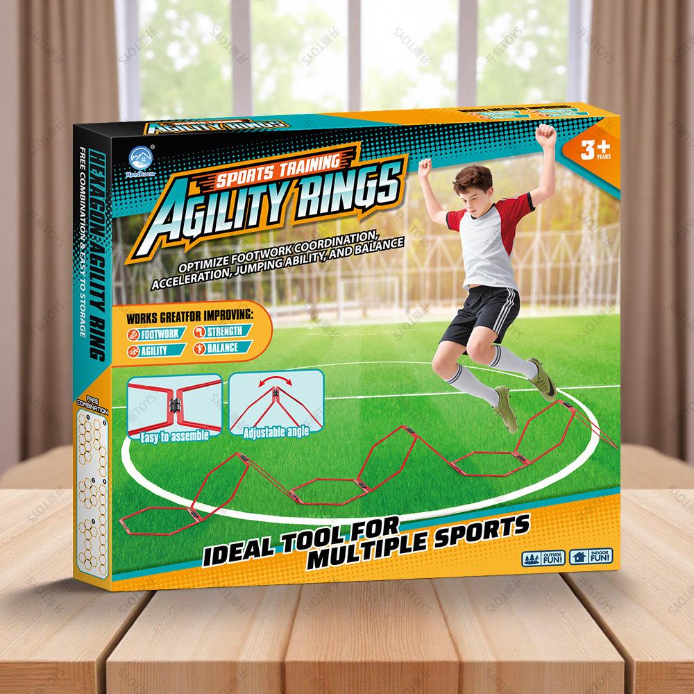Hexagon Agility Rings Toy Set for Kids Outdoor Fitness Training Equipment Soccer Footwork Trainer 6-Pack