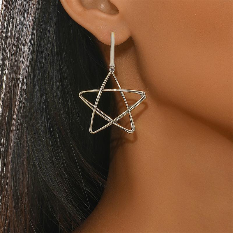 

Панк Винтаж Серебристый Цвет Звезда Металлические Серьги-гвоздики для Женщин Индивидуальные Стильные Модные Ювелирные Изделия Подарки Серьги-подвески с цветком