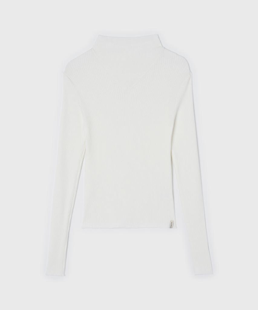 Yunse V-Neck Turtleneck Knit (White)