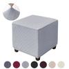 Plaid Square Ottoman Stool Cover Elastic All-inclusive Footrest Slipcovers Living Room Anti-dust Footstool Case Pouf Covers