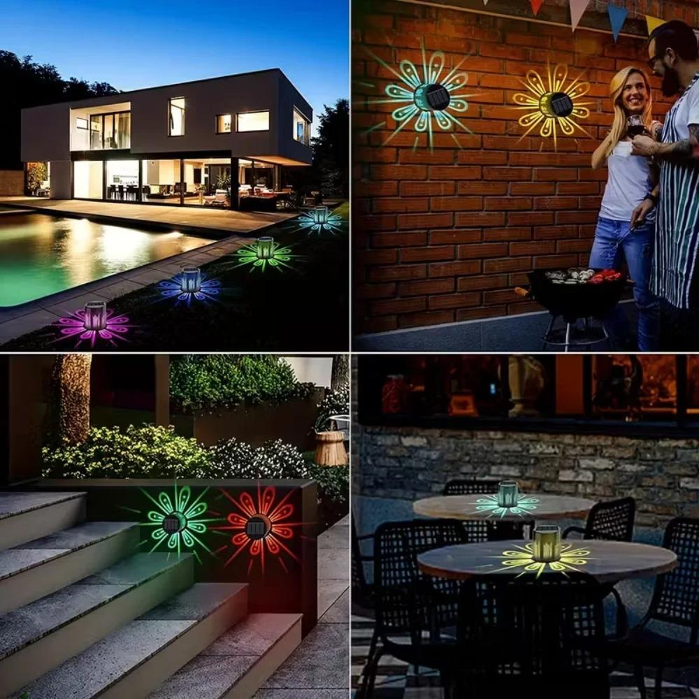 2/4PCS Solar Peacock Projection Lights Waterproof Outdoor LED Wall Lamp Solar Fence Light for Yard Garden Lawn Christmas Decoration