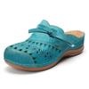 Fashion Low Butterfly-Knot Cover Toe Fretwork Heels Shoes Ladies' Slippers Big Size Slipers Women 2025 Flat Slides Fabric Floral Scandal