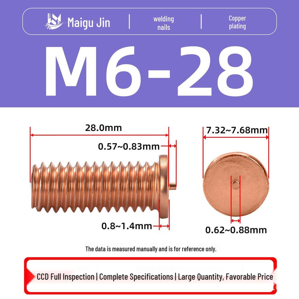 PT-M3M4M5M6M8 Copper-Plated Carbon Steel Projection Weld Studs and Screws