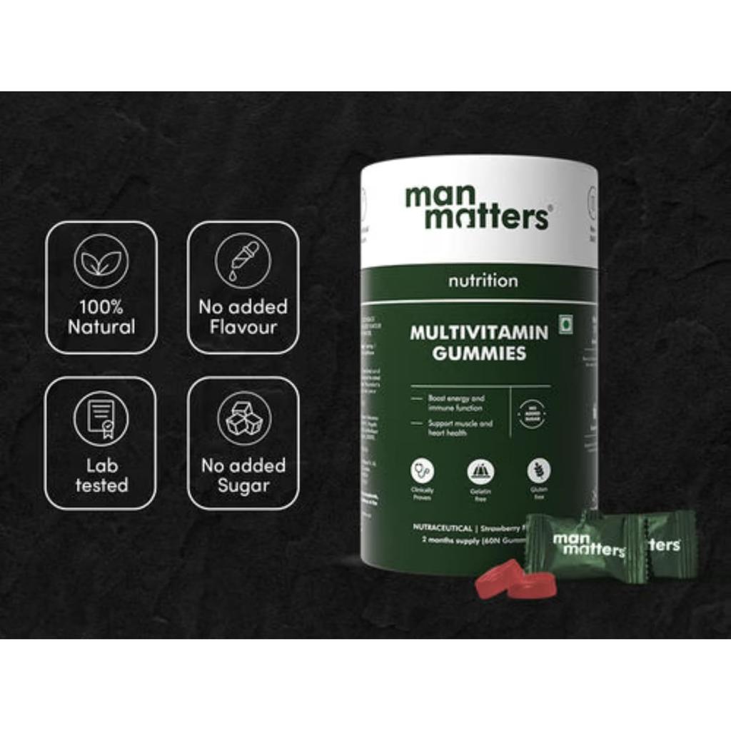 Man Matters Multivitamin Gummies For Men No Added Sugar Essentials With 15 Nutrients For Energy Wellness 60 Gummies
