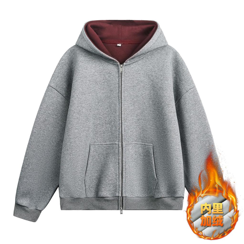Men's 380GSM Heavyweight Hoodie Contrast Color Lining Short Wide Boxy Fit Pullover Jacket Fall Streetwear