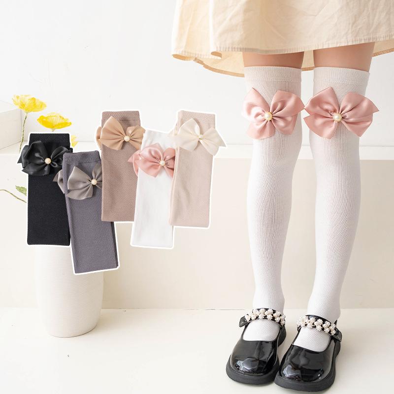 Kindersocken für Mädchen Schleife Lange Socken Schule Teenager Kniestrümpfe Baby Mädchen Overknee-Socken Frühling Herbst