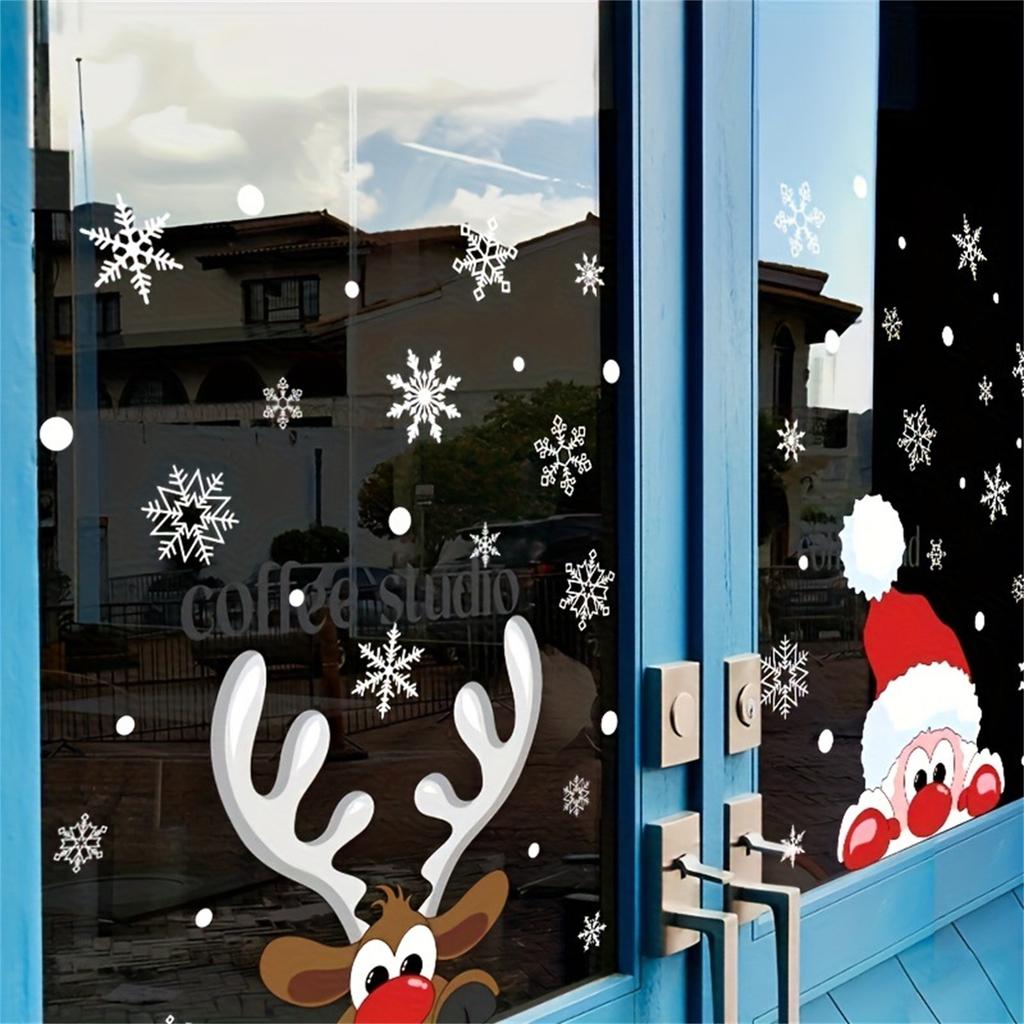 Christmas Decoration Window Stickers 2pcs, Glass Decoration Stickers, Christmas Wall Glass Stickers For Holiday Parties