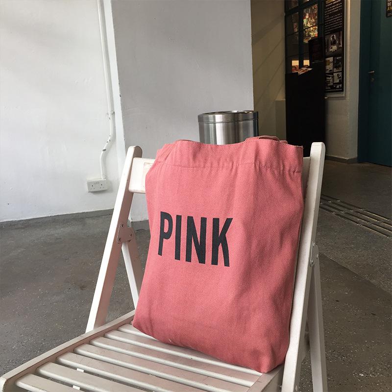 

Корейская холщовая сумка через плечо Hanfeng большой вместимости - Осенний универсальный свежий дизайн для женщин розовый