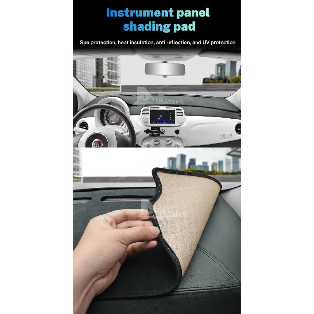 Flanell Armaturenbrettabdeckung Für Fiat 500 2008-2023 Abarth 595 2012 2013-2023 Linkslenker Rechtslenker Auto Armaturenbrett Sonnenschutzmatte Teppichpolster Zubehör
