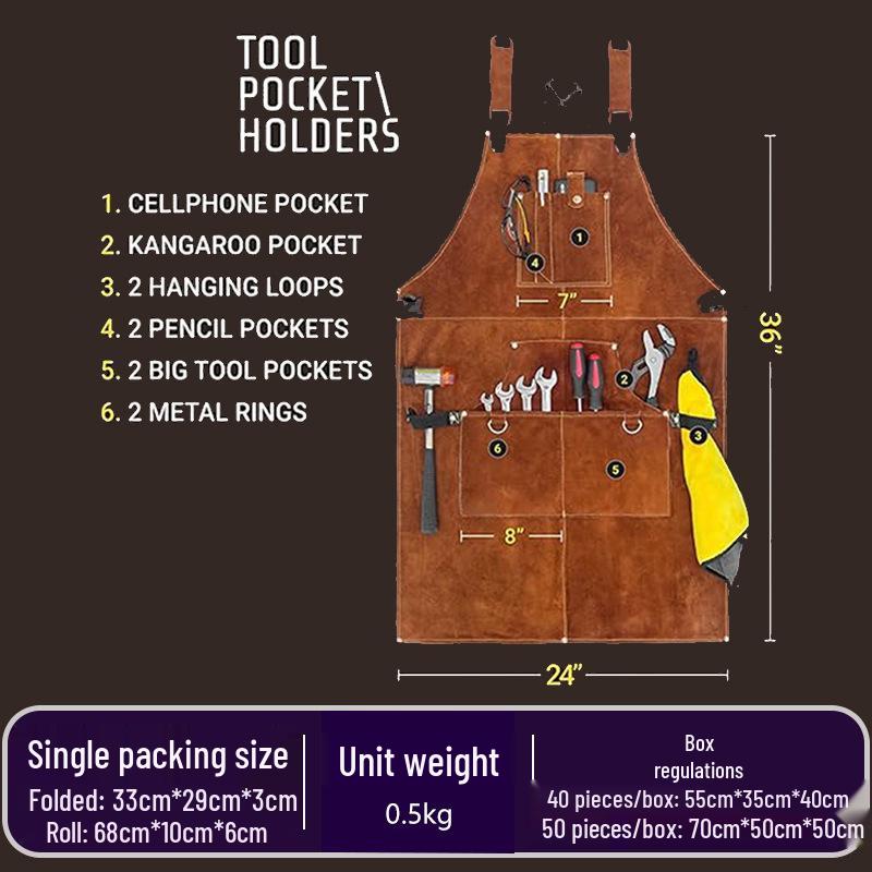 Double-Sided Fleece Multi-Pocket Tool Waist Apron for Auto Repair, Welding, and Outdoor Barbecue.