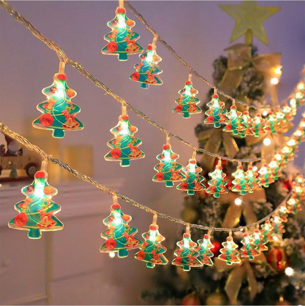 1.5M Christmas LED String Lights Tree Battery Garden Decoration Colorful Light Warm Snowmen Santa Strings White Home Stake For
