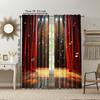 2 Pcs   Versatile Polyester Transparent Curtains for Home Decoration Red Curtain with Musical Notes for Use In Bedrooms and