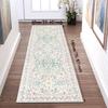 Blue Floral Imitation Wool Easy-Care Carpet – Machine Washable and Dirt-Resistant