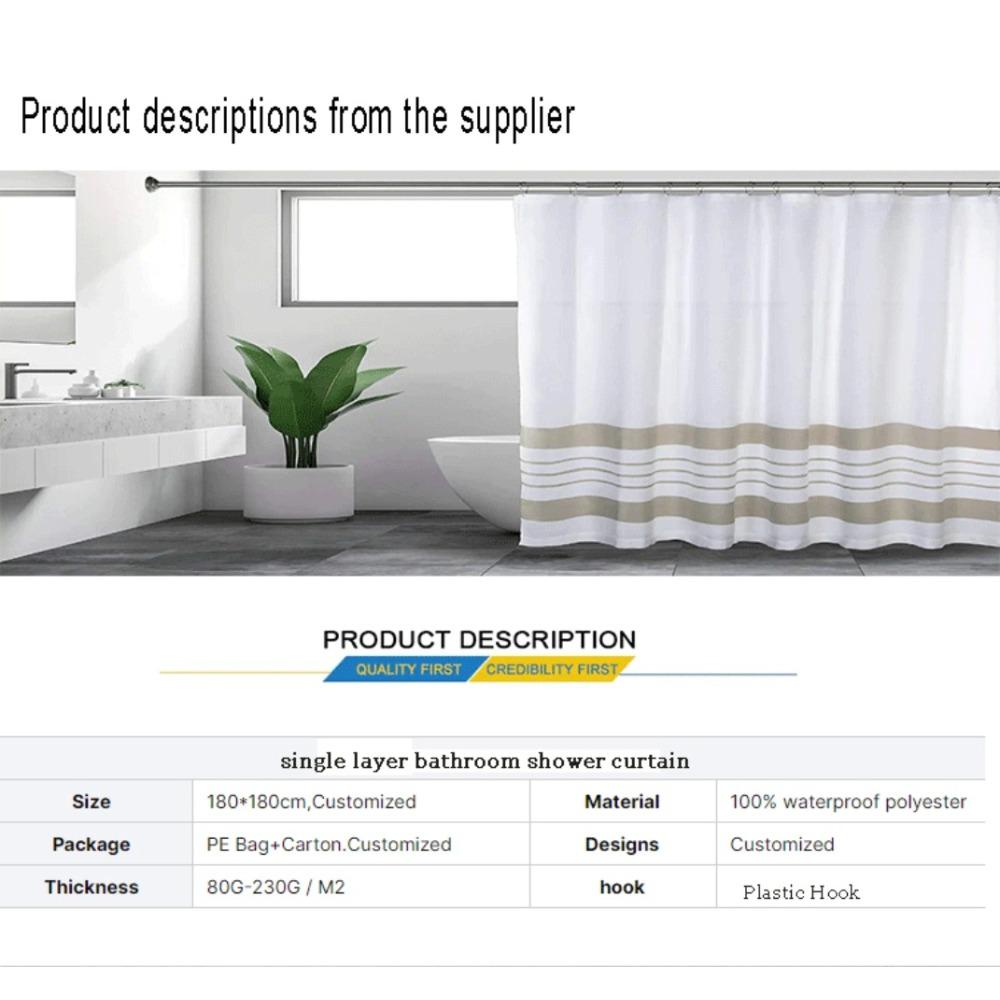 Cute Cartoon Cat In Blue Color Shower Curtain Washable Dirt-Resistant Shower Head Waterproof Polyester Bath Curtain