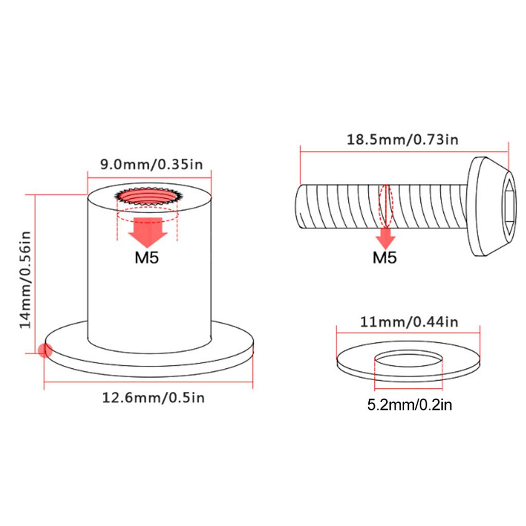 10pcs Motorcycle Windshield Bolts Nut Washers Universal Motorbike Fairing Mounting KitRed