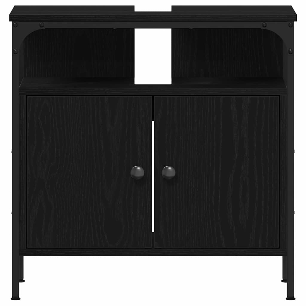 Bathroom Furniture Set 4 pcs Black Oak Effect Wood Based Material