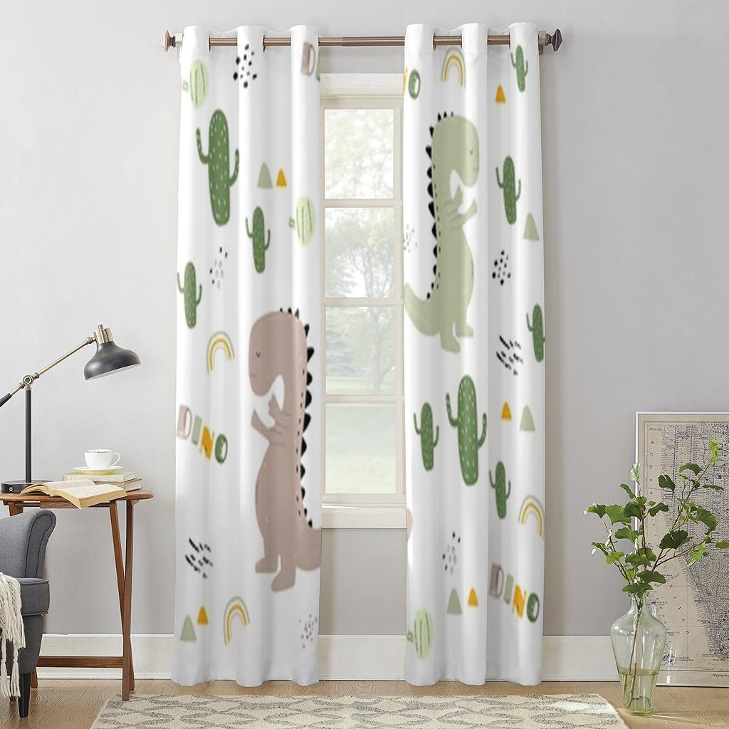 Kindliches Muster mit Dinosauriern Fenstergardinen für Wohnzimmer Schlafzimmer Luxuriös Modern Küchengardinen Stoffvorhänge