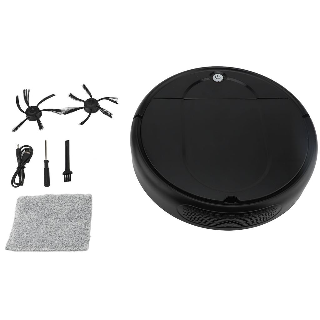 Robot Vacuum Cleaner Intelligent Obstacle Avoidance Slim Low Noise Strong Suction for Pet Hair Hard Floor Black