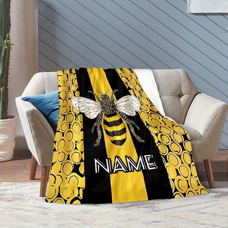 Bee Customize Your Name Outdoor Blanket Suitable For All Seasons Comfortable And Warm Soft Blanket Suitable For Travel Gifts For Relatives And