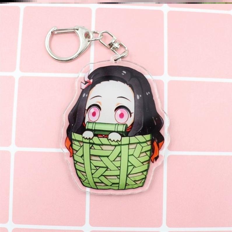 Keychain Pendant Anime Demon Slayer Kimetsu No Yaiba Kamado Tanjirou Double Sided HD Bag Pendant Gift For Fans Cosplay Props Jewelry Gift