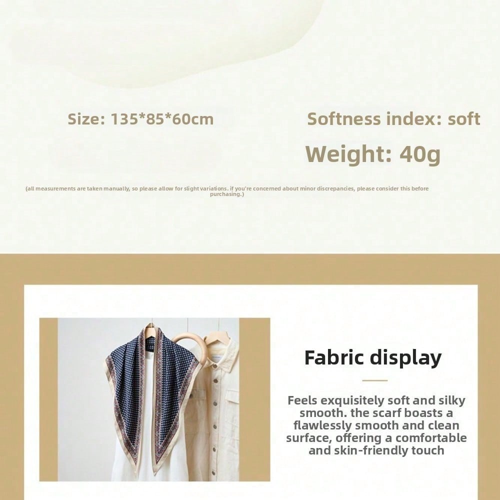New Fashion Printed Blue Triangle Scarf Waist Seal, Bevel Scarf Ladies Premium Versatile Decorative Silk Scarf
