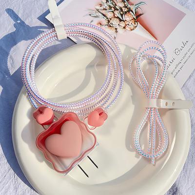 1,6M spiralny kabel ładujący, ochraniacz przewodu, sprężyna zabezpieczająca przed zerwaniem, lina do ładowania USB, słuchawki, nawijarka danych