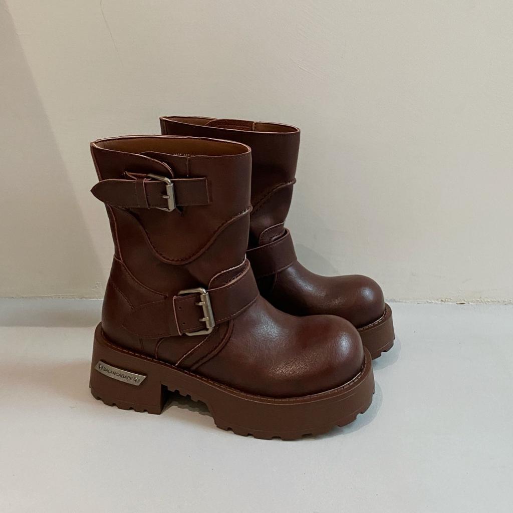 Martin boots women's 2025 new fashion platform trend explosion non-slip heightening big head short boots versatile low-top shoes