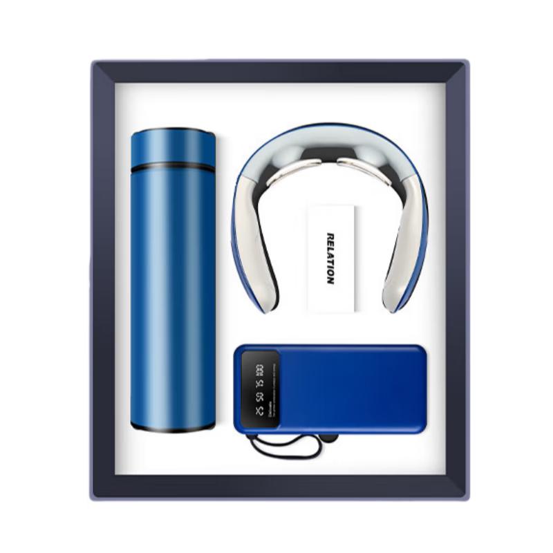 Blue Smart Mug, Neck Massager & Power Bank Gift Set