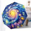 Automatic Open/Close Umbrella with One-Touch Button - Van Gogh Starry Night Design, Compact Folding Umbrella with 8-Rib Strong