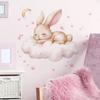 Cute Cartoon Sleeping Bunny with Clouds Moon and Stars Wall Stickers, Self-Adhesive Decor for Dorm Room Bedroom Decoration