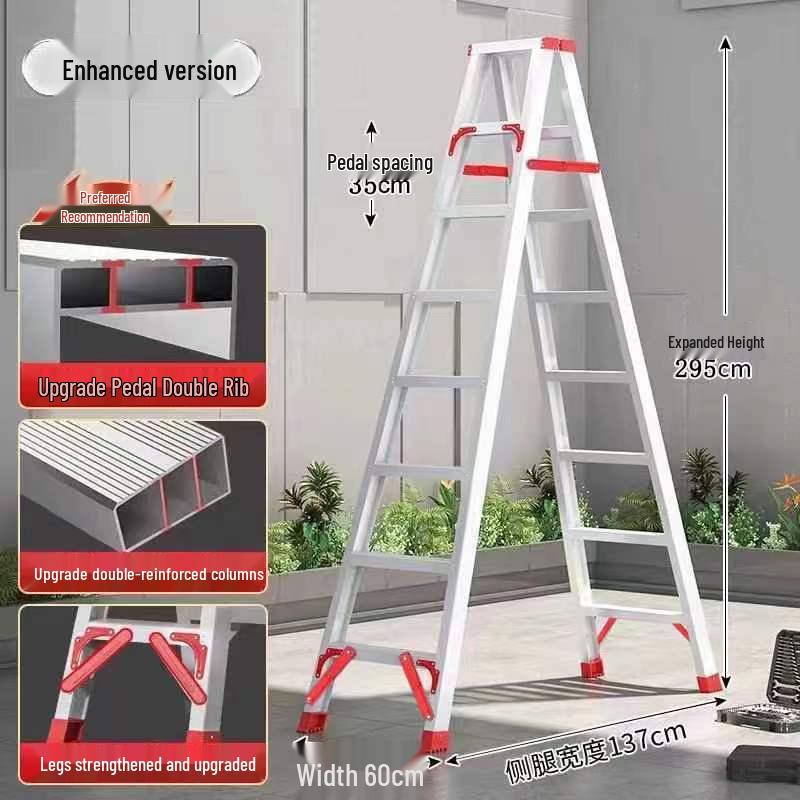 4m Aluminum Alloy A-Frame Ladder: Thickened, Non-Extendable, Foldable Household and Engineering Use