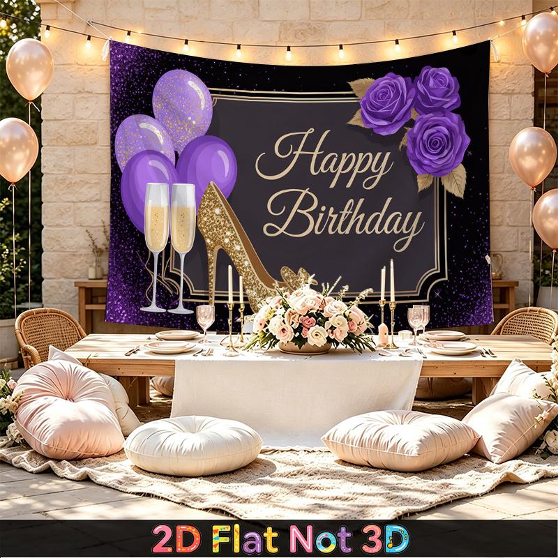 Purple Balloon Party Backdrop 1pc - Photo Booth Props